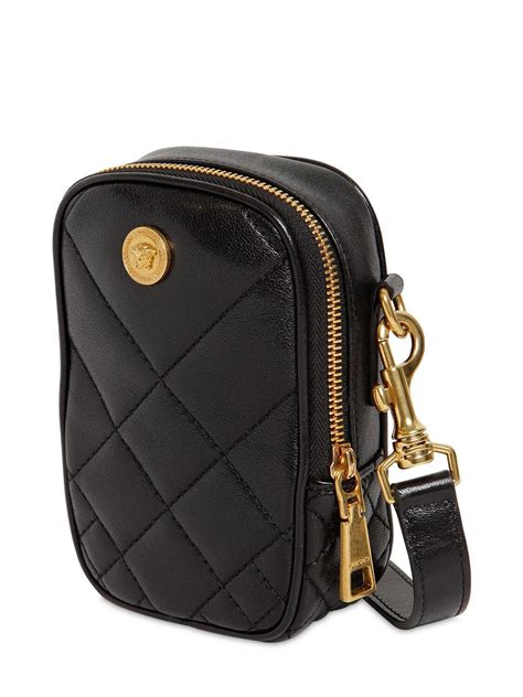 versace men's cross bag|Versace quilted leather crossbody bag.